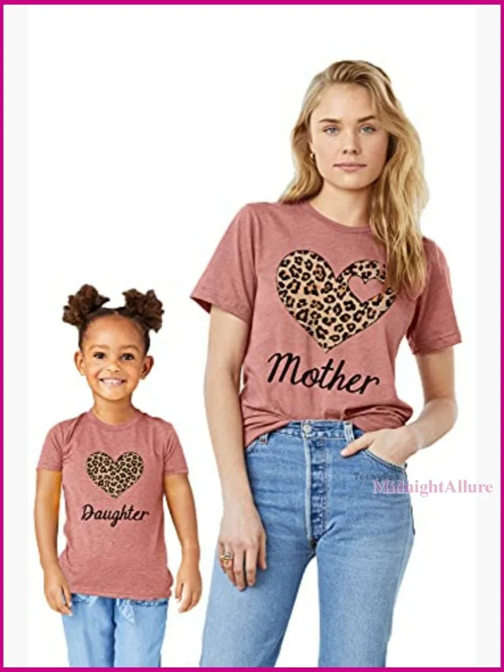 Family Matching T-Shirts Baby Bodysuits Cute Leopard Heart
